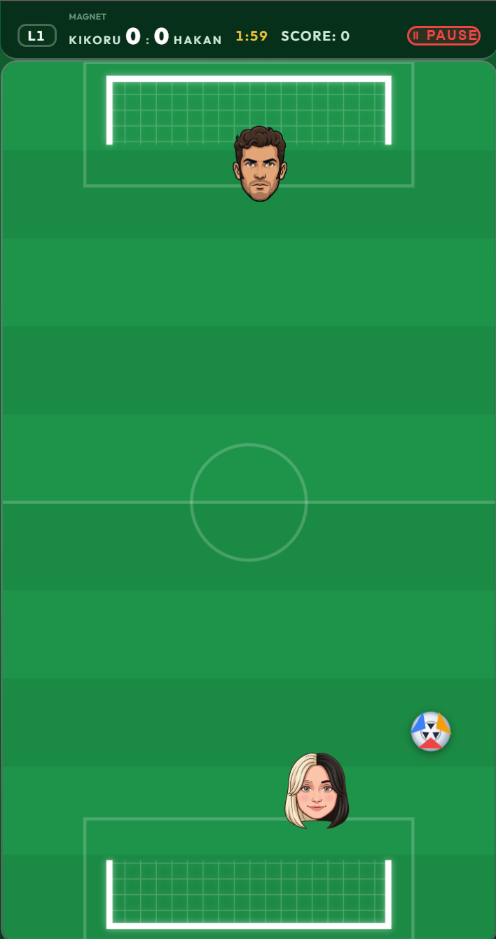 A match in progress, with the scoreboard, pitch and both players
