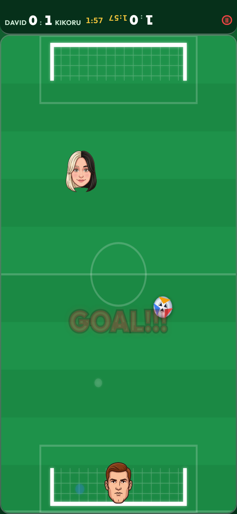 The two-player versus HUD, with the top player's scoreboard mirrored for a shared screen